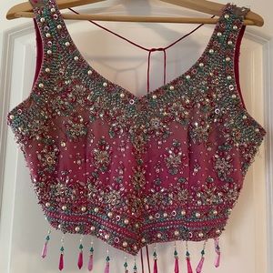 Indian Lengha - 3 pieces Pink/Teal/Brown